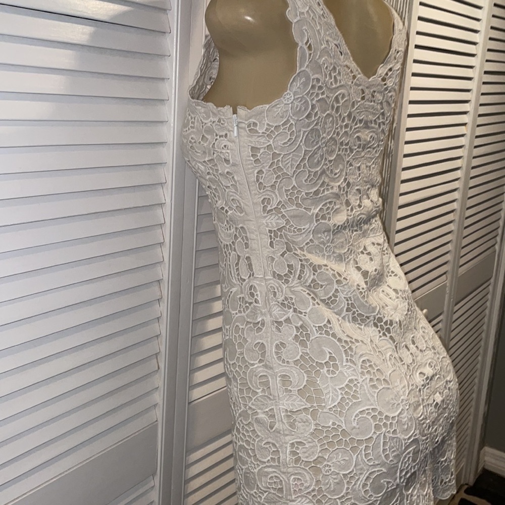 CALYPSO ST. BARTH DRESS KAGAMI WHITE LINEN EMBROIDERED LACE SIZE EXTRA SMALL - Picture 8 of 9
